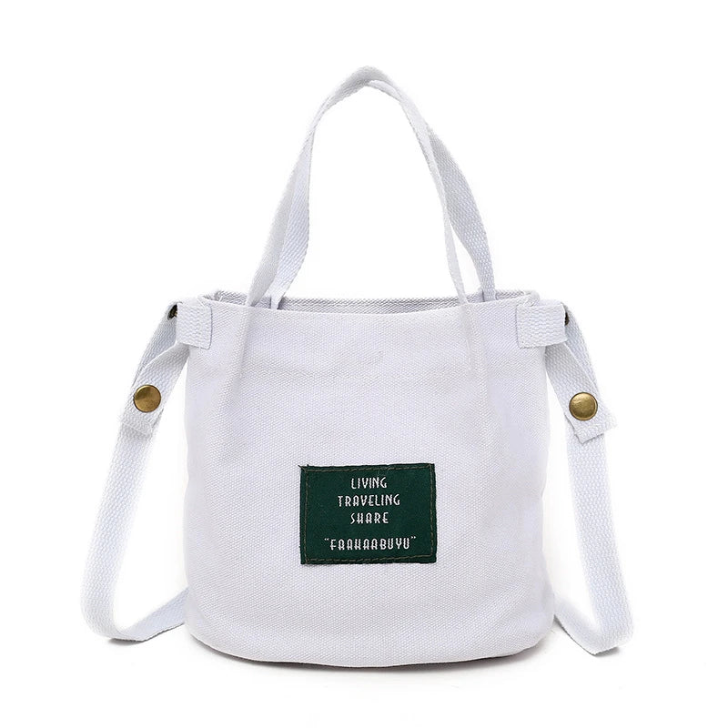 Canvas Letter Printing Crossbody Bag Large Capacity Handbag