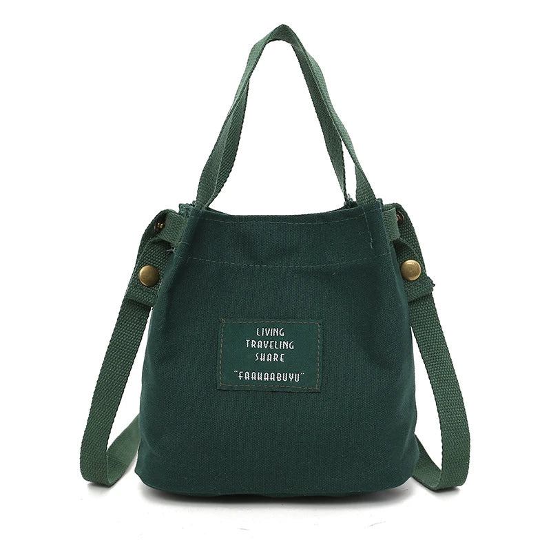 Canvas Letter Printing Crossbody Bag Large Capacity Handbag