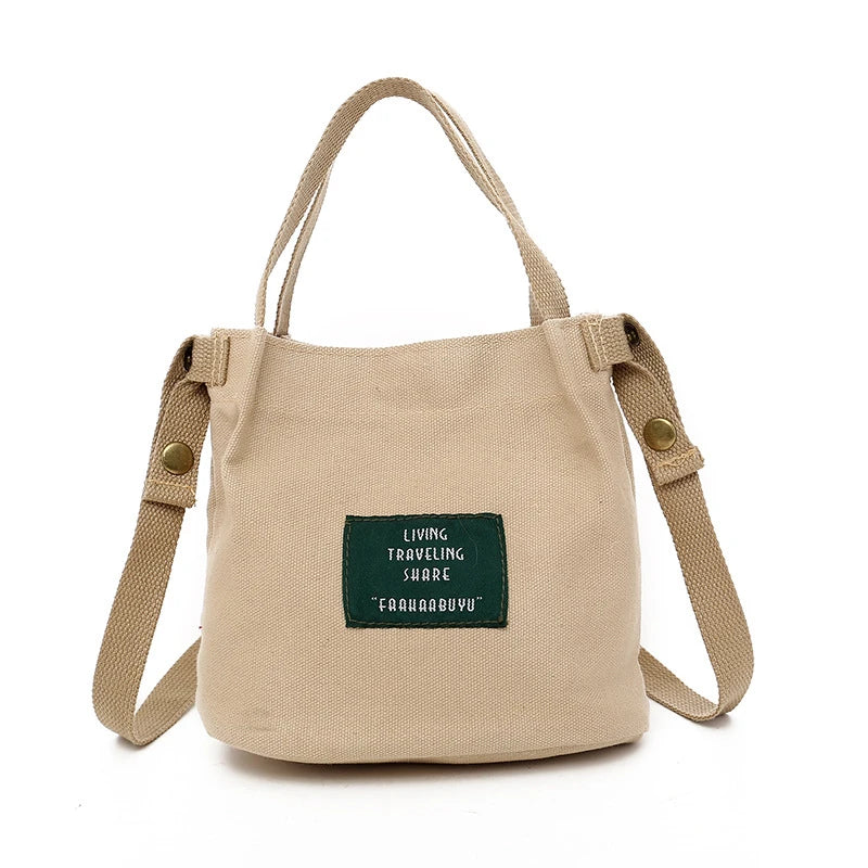 Canvas Letter Printing Crossbody Bag Large Capacity Handbag