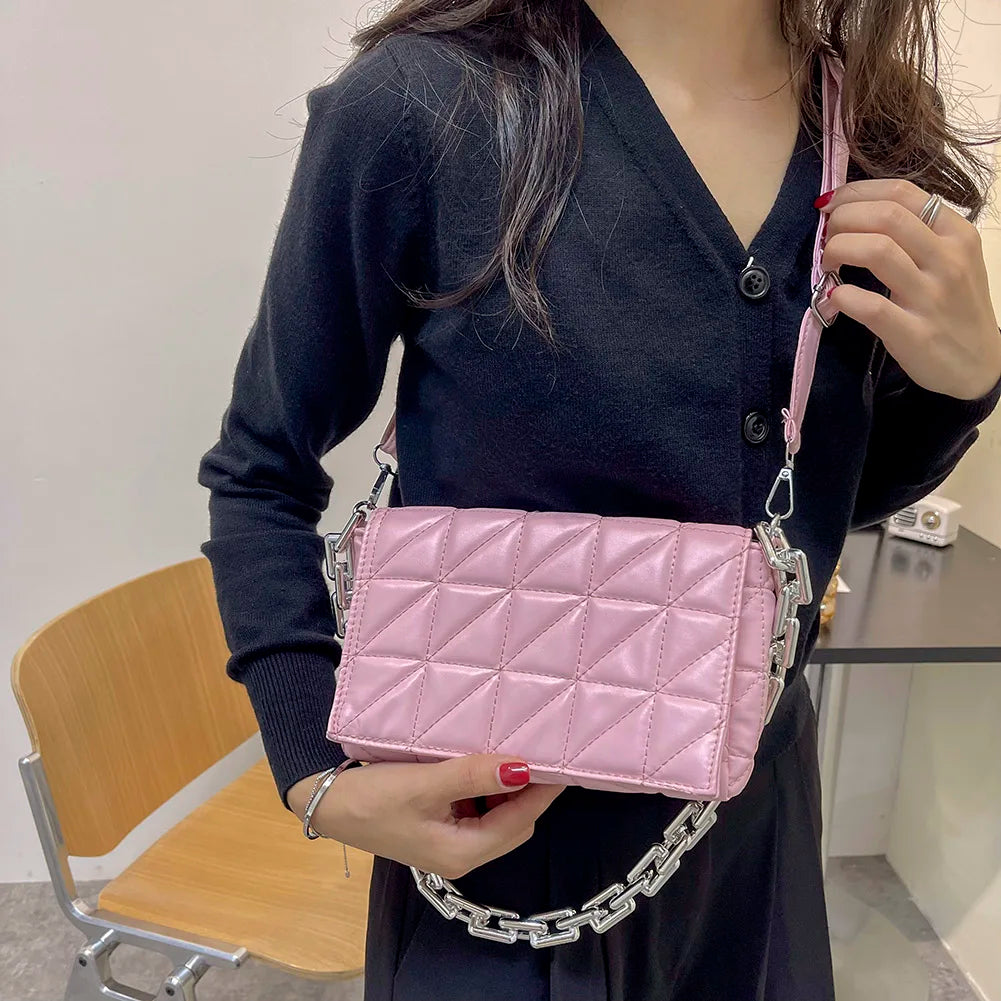 Retro PU Leather Checker Pattern Women Shoulder Crossbody Bags