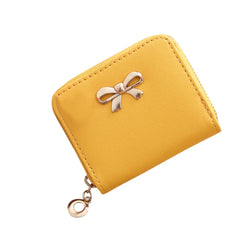 Women Single Pull Solid Zipper Bow Small Square Bag