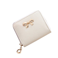 Women Single Pull Solid Zipper Bow Small Square Bag