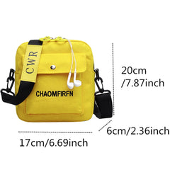 Canvas Crossbody Bag for Women Earphone Zipper Handbag