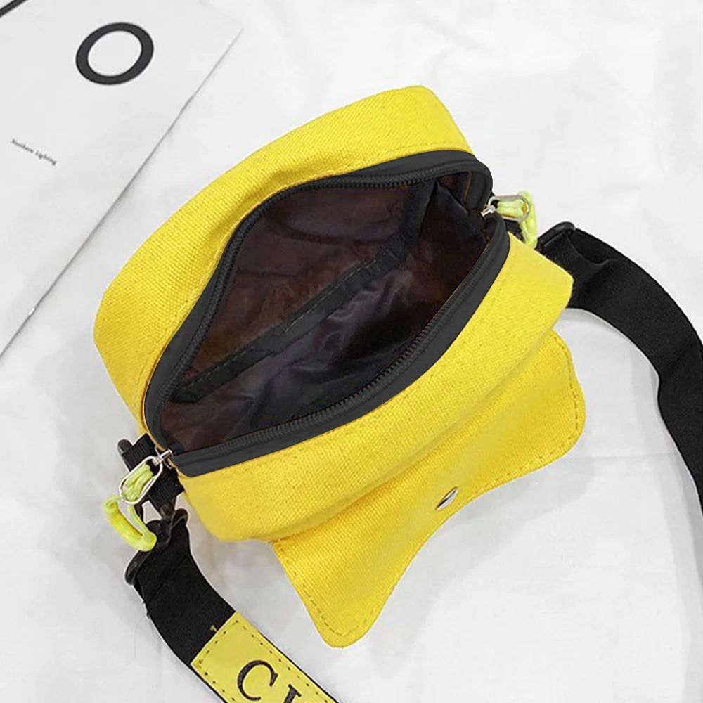 Canvas Crossbody Bag for Women Earphone Zipper Handbag