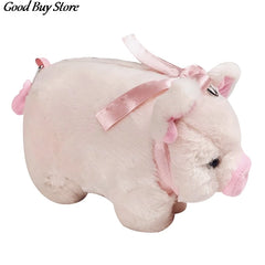 Women Soft Purse Cartoon Handbags Pig Shoulder Bag Plush Stuffed Animal