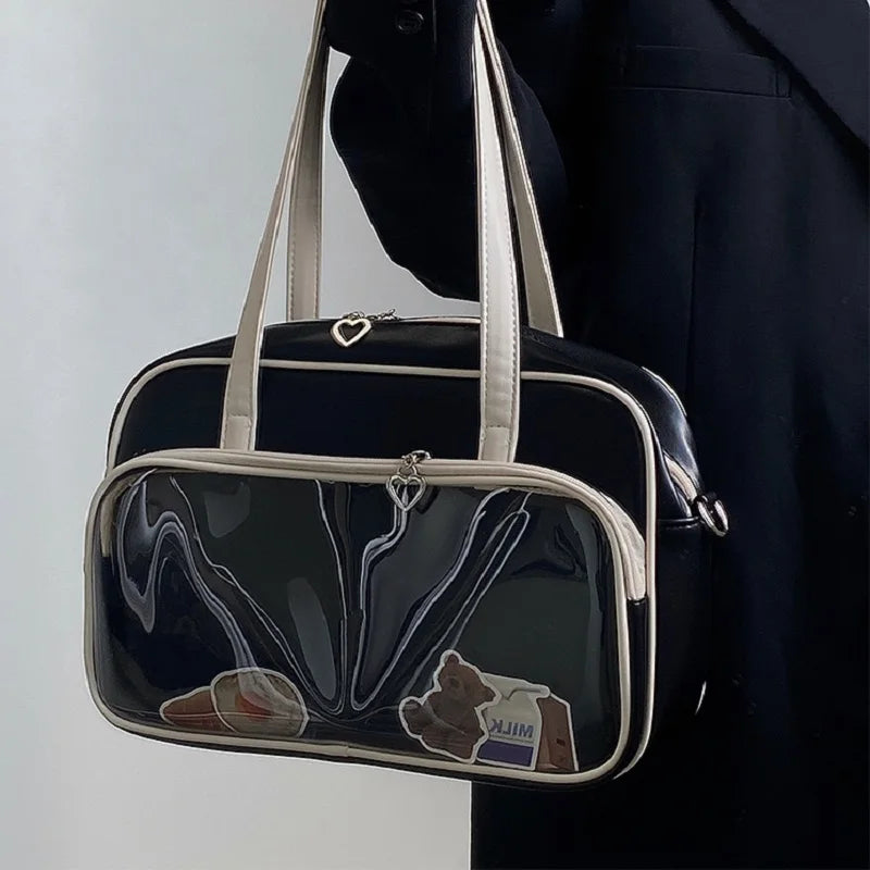 Women Square Tote Bag Large Capacity Soft Leather Handbag
