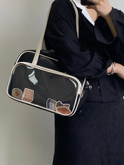 Women Square Tote Bag Large Capacity Soft Leather Handbag