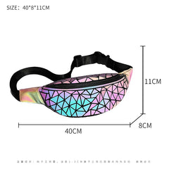Geometric Luminous Waist Bag Holographic Belt Pack for Women Men