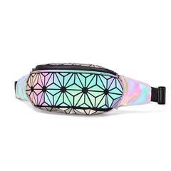 Geometric Luminous Waist Bag Holographic Belt Pack for Women Men