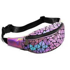 Geometric Luminous Waist Bag Holographic Belt Pack for Women Men