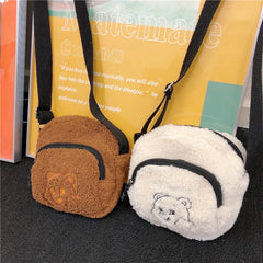Women Winter Shoulder Bag Small Phone Pouch Warm Messenger Bag