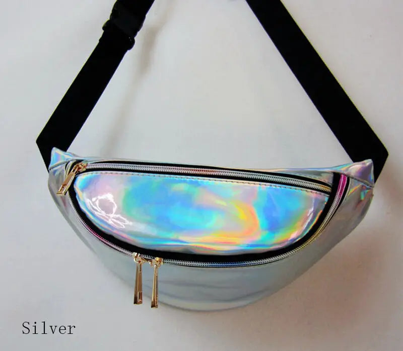 Women FashionPack PU Laser Purse One Shoulder Waist Chest Bag Hip Bag