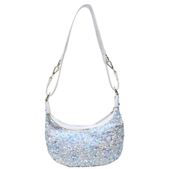 Fashionable Sequins PU Leather Shoulder Bag White/Blue/Black