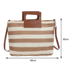 Women Clutch Large Capacity Knit Messenger Bag Striped Soft Zipper