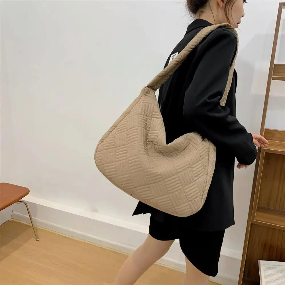 Women Cotton Padded Winter Tote Shoulder Bag