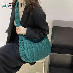 Women Tote Check Quilted Plaid Handle Soft Large Capacity Solid Casual