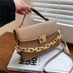 Women Female Retro Thick Chain Diamond Shoulder Bag