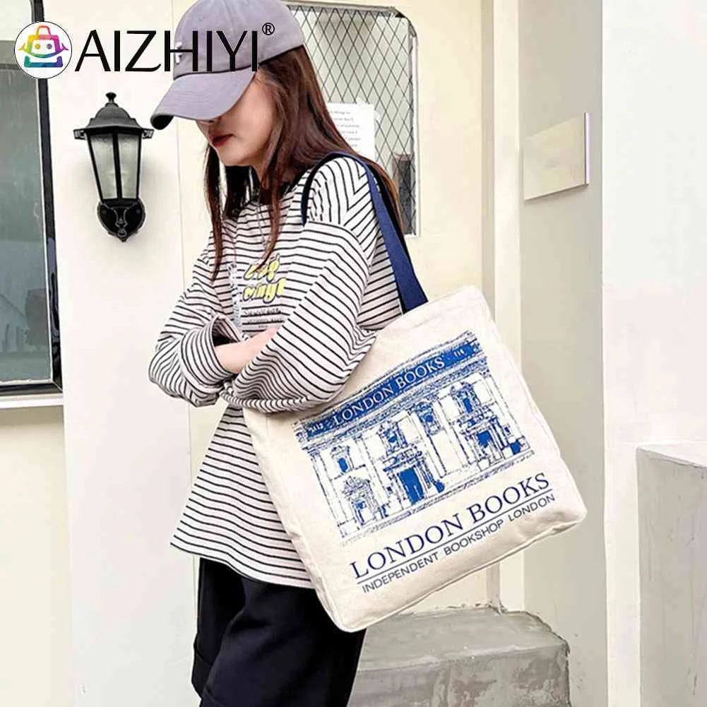 London Bookshop Canvas Clutch Purse Travel Shopping