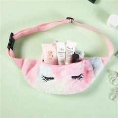 Flannel Waist Pack Unicorn Eyelash Shoulder Belt Bag Girl Fanny Phone Bag