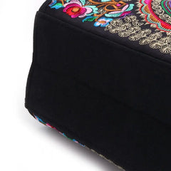 Boho Floral Embroidered Handbag Canvas Zipper Bag