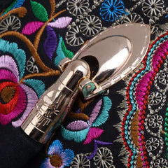 Boho Floral Embroidered Handbag Canvas Zipper Bag
