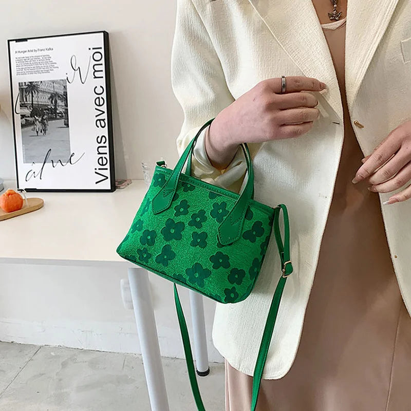 Women Flower Shoulder Bag Female Casual Crossbody Bag Printing Portable Bag