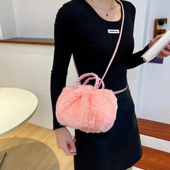 Women Fluffy Crossbody Bag Plush Handbag Winter Shoulder Tote Handbag