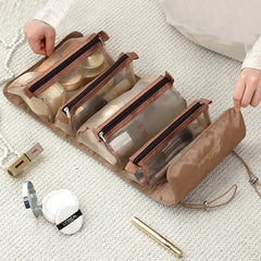 Women Fold Cosmetic Bag Large Capacity Waterproof Travel Makeup Brush Storage