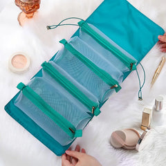 Women Fold Cosmetic Bag Large Capacity Waterproof Travel Makeup Brush Storage
