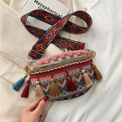 Women Folk Style Waist Bags with Adjustable Strap Variegated Fanny Pack
