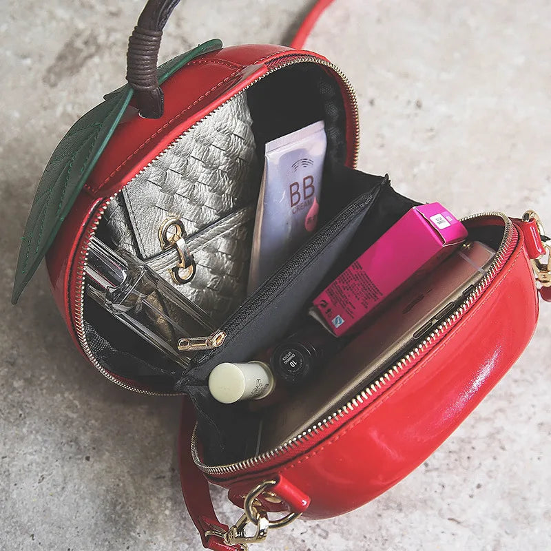 Women Cherry Bag PU Leather Shoulder Bolsa