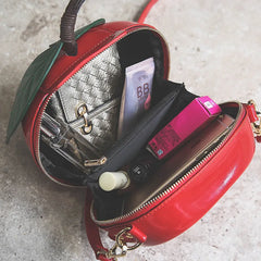 Women Cherry Bag PU Leather Shoulder Bolsa