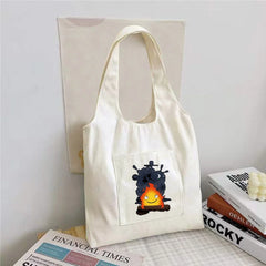 Pattern Canvas Vest Bag Girls Shoulder Bag Foldable Tote Handbag