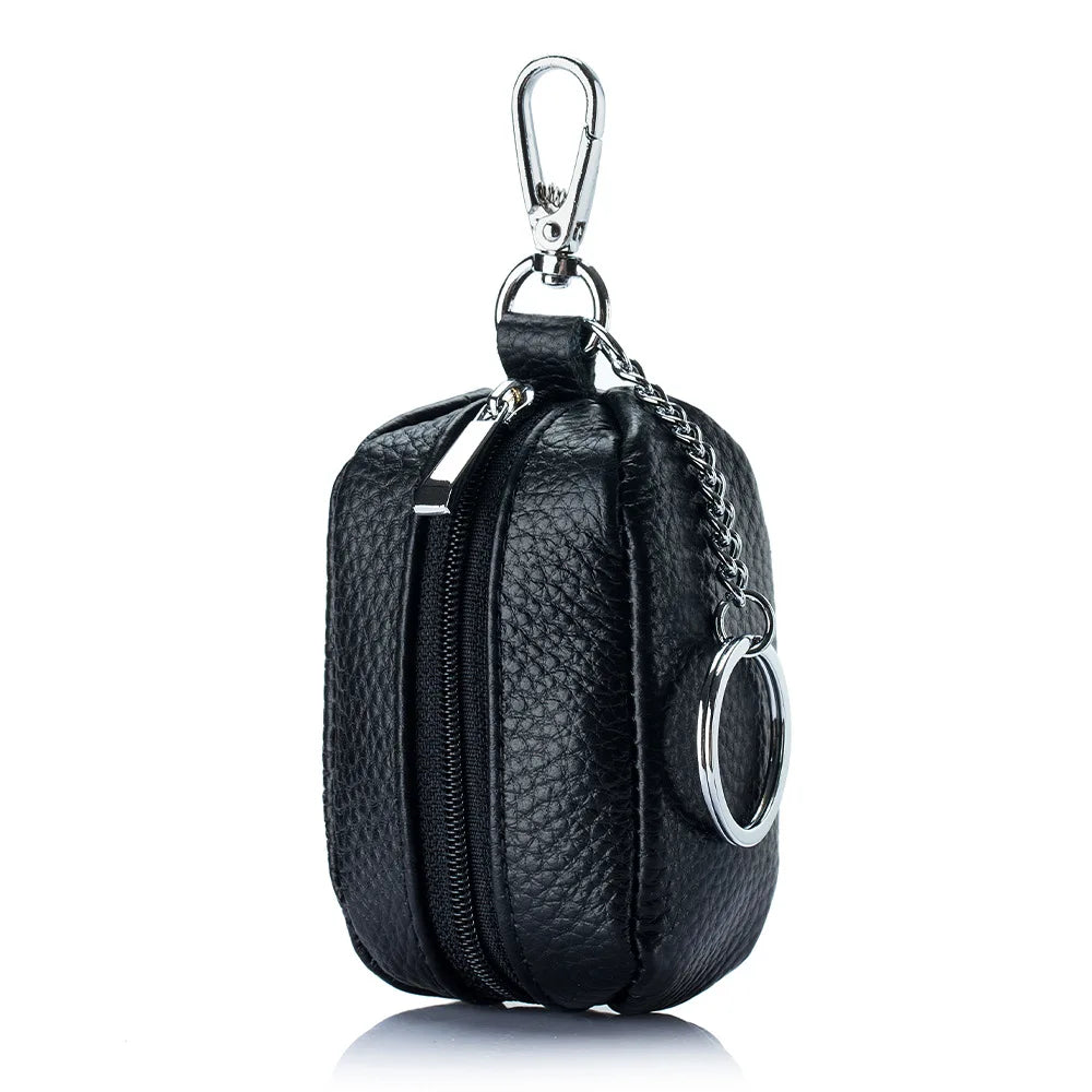 Cow Leather Key Chain Wallets Holder Zipper Organizer Pouch