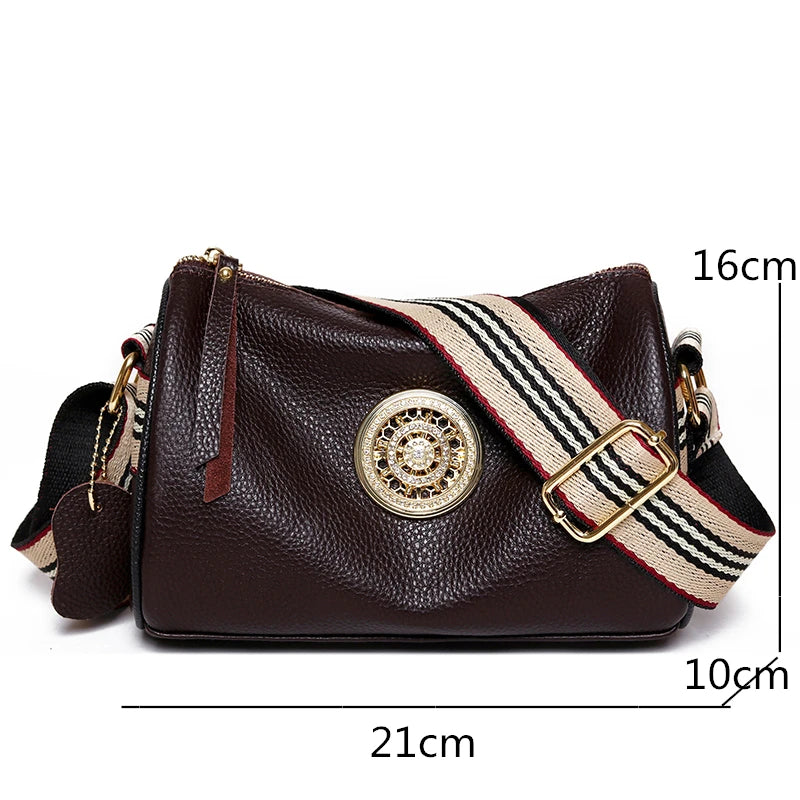 Rotating Metal Lock Women Leather Handbag