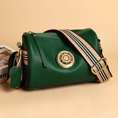 Leather Handbags Rotating Metal Lock Shoulder Bags