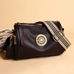Rotating Metal Lock Women Leather Handbag