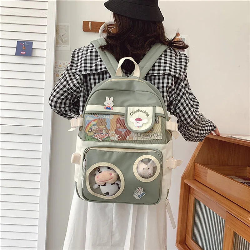 Cartoon Animal Pattern School Travel Zipper Backpack