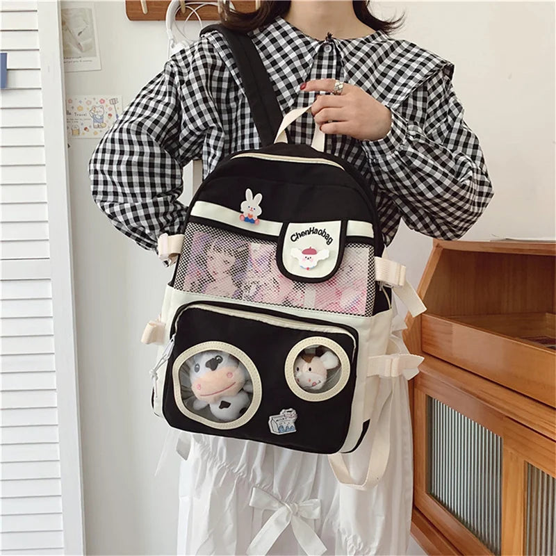 Cartoon Animal Pattern School Travel Zipper Backpack