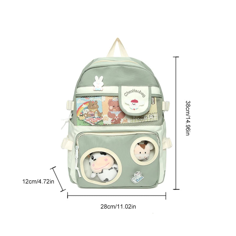 Cartoon Animal Pattern School Travel Zipper Backpack