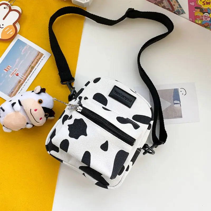 Cartoon Cow Print Crossbody Bag Lady Tote Satchel Purse