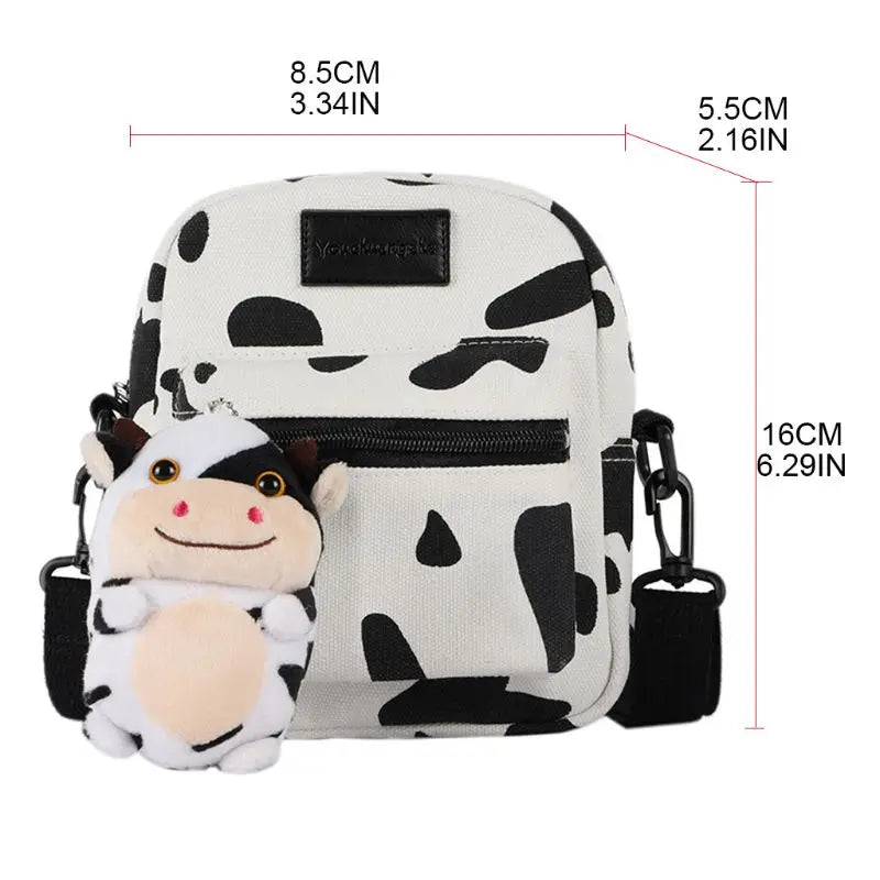 Cartoon Cow Print Crossbody Bag Lady Tote Satchel Purse