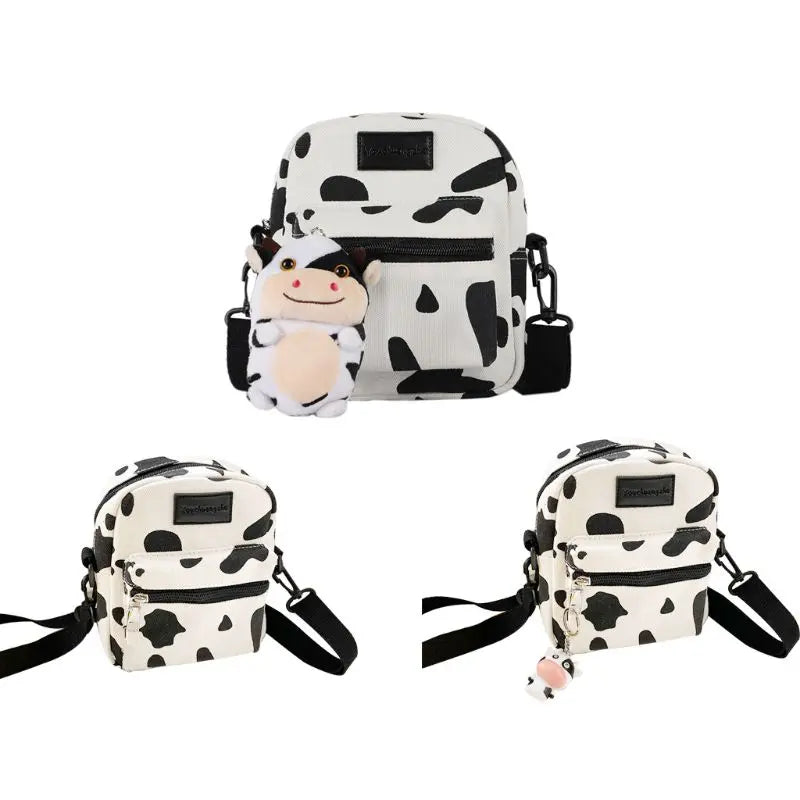 Cartoon Cow Print Crossbody Bag Lady Tote Satchel Purse