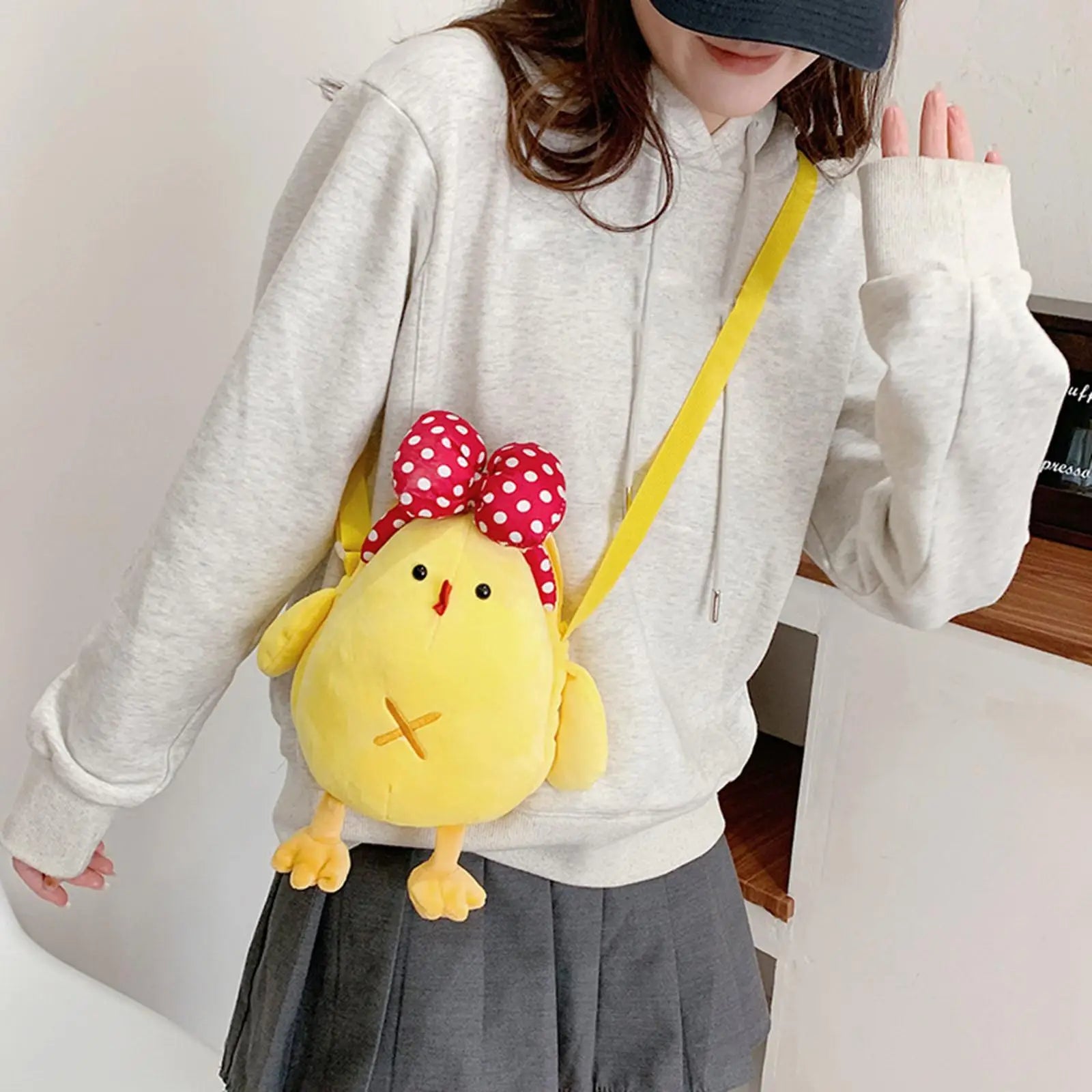 Plush Chick Shoulder Bag Cute Cartoon Zipper Bag