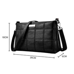 Women Plaid Bag Leather Casual Tassel Small Square Sac