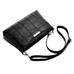 Women Plaid Bag Leather Casual Tassel Small Square Sac