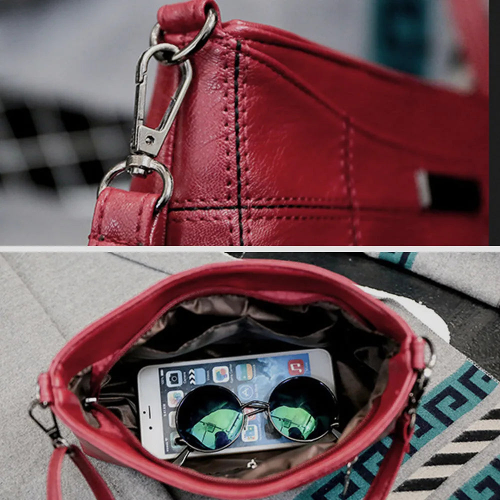 Women Leather Plaid Messenger Bag High Handbags Small Square Package