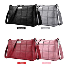 Women Leather Plaid Messenger Bag High Handbags Small Square Package