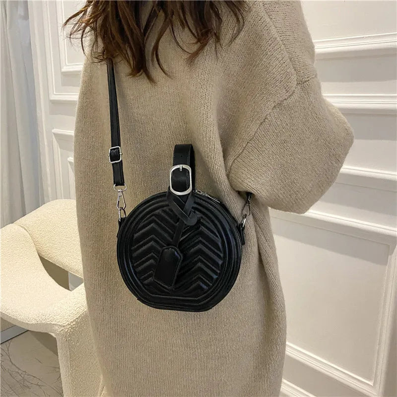 Women Handbag Round Crossbody Shoulder Bags Classic Leather Clutch