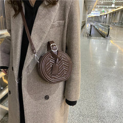 Women Handbag Round Crossbody Shoulder Bags Classic Leather Clutch